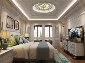 2款欧式卧室吊顶装修效果图，法狮龙欧式卧室吊顶图