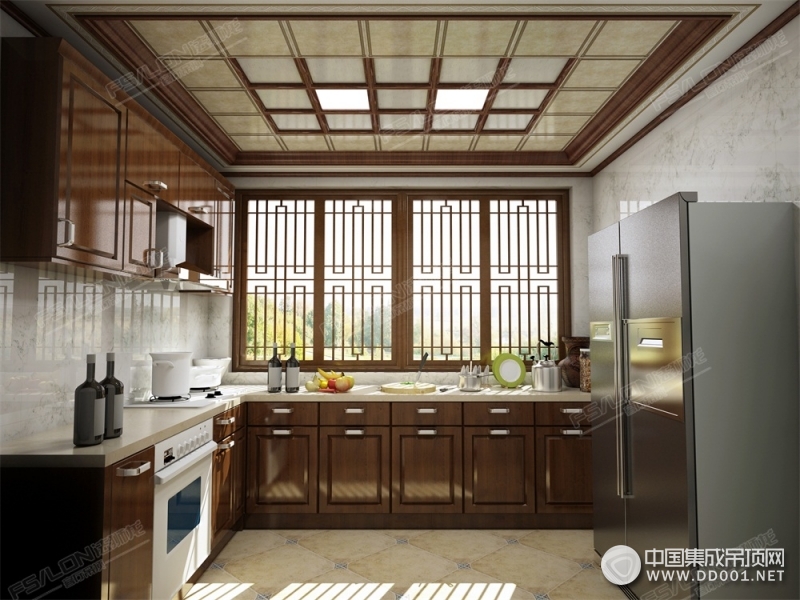 法狮龙新中式厨卫吊顶装修效果图，厨房卫生间效果图