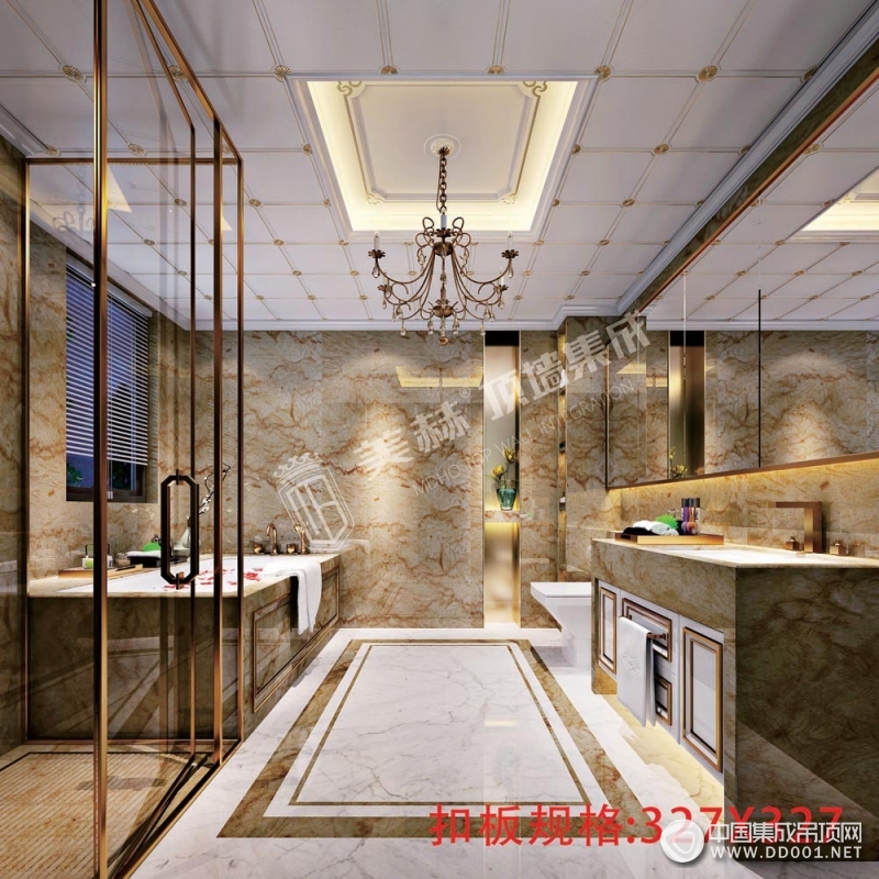 美赫浴室吊顶装修案例，欧式风格卫生间吊顶效果图