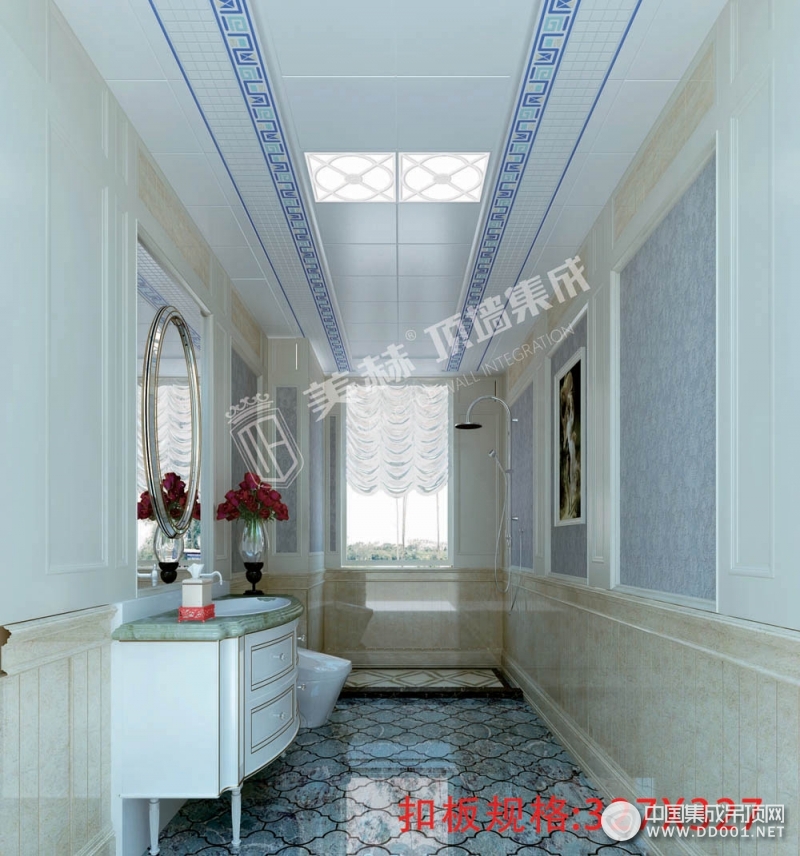 美赫浴室吊顶装修案例，欧式风格卫生间吊顶效果图