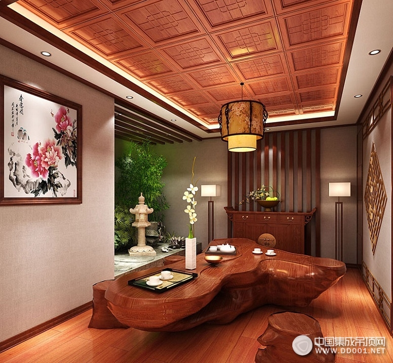 鼎美新中式古典风格顶墙装修效果图 新中式古典装修案例